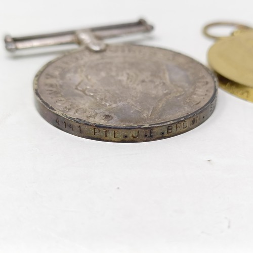 247 - A British War Medal and Victory Medal pair, awarded to 4141 Pte J E Brown Suffolk Regiment, with box... 