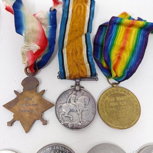 249 - A 1914-15 Star, awarded to 27488 Pte N P Fry, Welsh Regiment, and a British War Medal and Victory Me... 