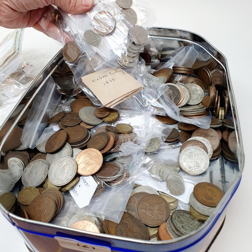 121 - A George IV crown 1821, another crown, 1887, other assorted coins, and a silver plated communion set