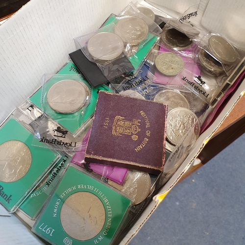 128 - Assorted commemorative crowns and other coins