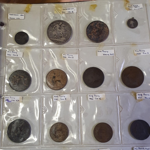 90 - A George IV crown, 1821, an USA Liberty dollar, 1921, and other coins, in two albums