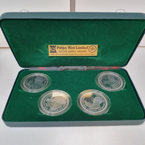 91 - A set of four Isle of Man International Year of the Disabled silver proof crowns, boxed, two other I... 