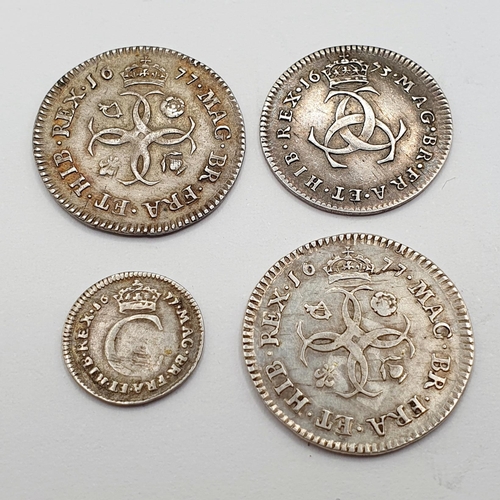 98 - A Charles II 4d 1677, and three other Charles II coins