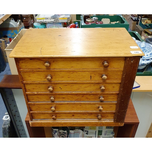 149 - A late 19th/early 20th century collectors cabinet, having six drawers, 48 cm wide