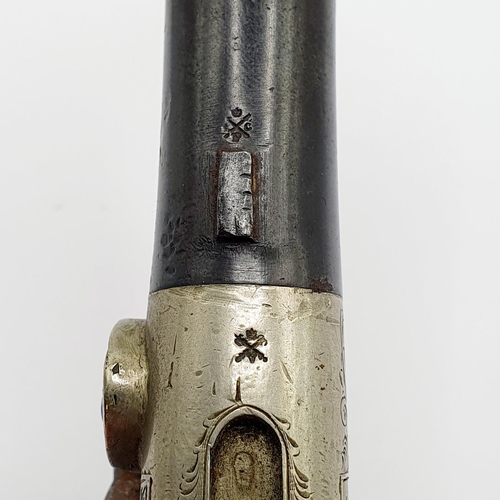 156 - An early 19th century percussion cap muff type pistol, with a folding trigger, 15 cm