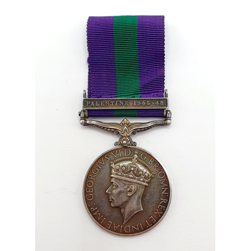 159 - A General Service Medal 1918-62, with Palestine 1945-48 clasp, awarded to 2670869 Gdsm D Large Colds... 