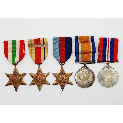 163 - A British War Medal, awarded to 3111 Cpl W G E Shaw Hampshire Regiment, and four WWII medals (5)