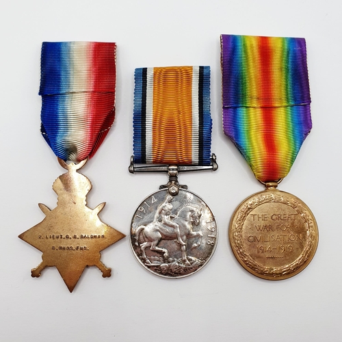 180 - A 1914-15 Star trio, awarded to 2 Lieut G R Baldwin R Muns Fus