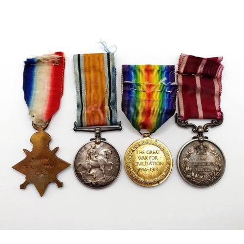 188 - A group of four medals, comprising a 1914-15 Star trio, and a Meritorious Service Medal, awarded to ... 