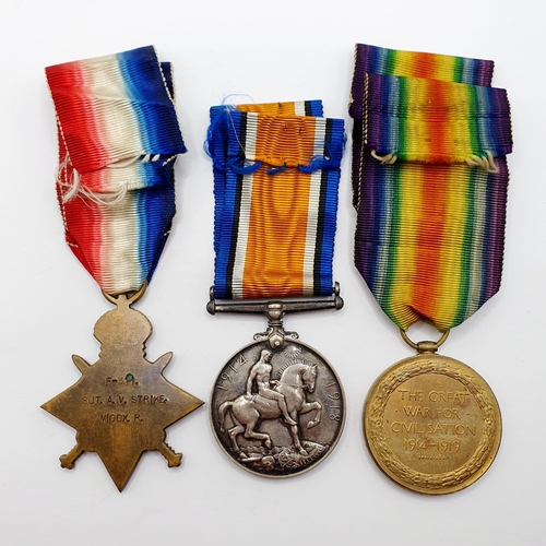 199 - A 1914-15 Star trio, awarded to F-311 Sjt A V Strike Middlesex Reg