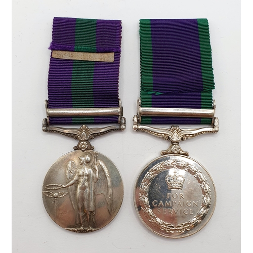 204 - A General Service Medal, awarded to 295900 Gnr H Tidmarsh RA, with Iraq clasp, worn, and another, aw... 