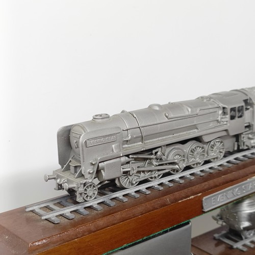 407 - A Danbury Mint pewter model of the Evening Star locomotive and tender, on a wooden base, assorted ot... 