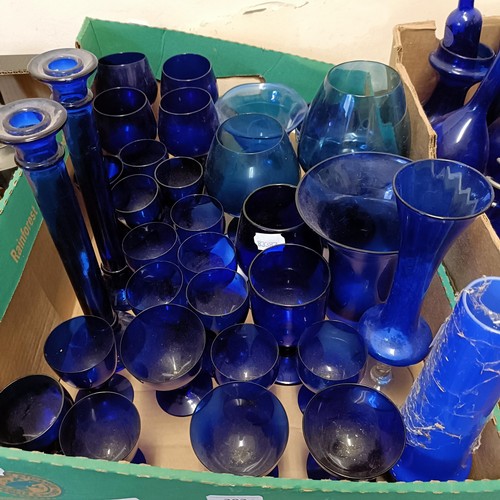 303 - Assorted blue glass (3 boxes)