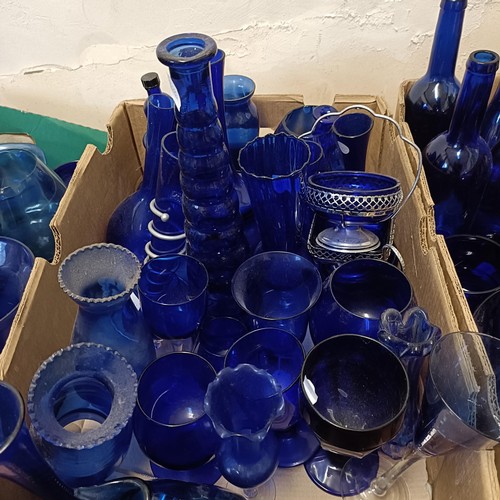 303 - Assorted blue glass (3 boxes)