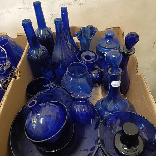 303 - Assorted blue glass (3 boxes)