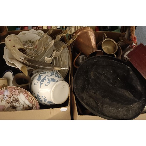 330 - A blue and white meat dish, a model of a galleon, and a large group of assorted other items (11 boxe... 