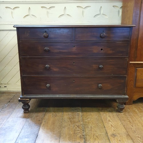 527 - A mahogany chest, having two short and three long drawers, 117 cm wide, and a mahogany bow front che... 