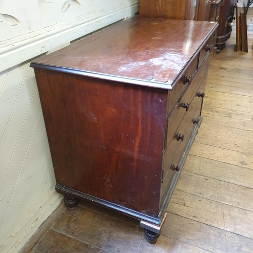 527 - A mahogany chest, having two short and three long drawers, 117 cm wide, and a mahogany bow front che... 