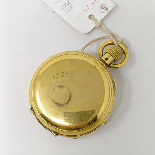 355 - A 20th century pocket watch, with a repeat, in a gilt metal case, 5 cm diameter