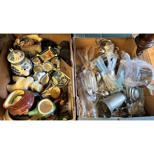 321A - Assorted silver plate, Royal Doulton, a Bovey Pottery figure, The Boss, leg glued, and other ceramic... 