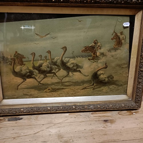 385A - A gilt framed mirror, two landscapes and two prints (5)