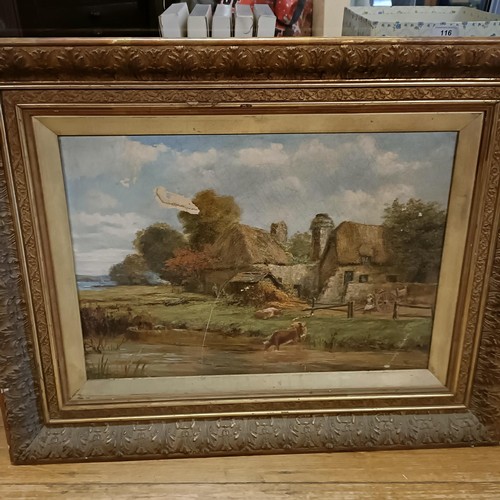 385A - A gilt framed mirror, two landscapes and two prints (5)