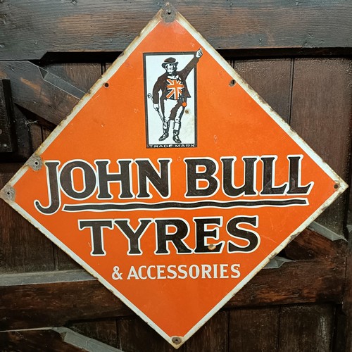 1045 - A John Bull Tyres & Accessories double sided enamel sign, 71 x 71cm