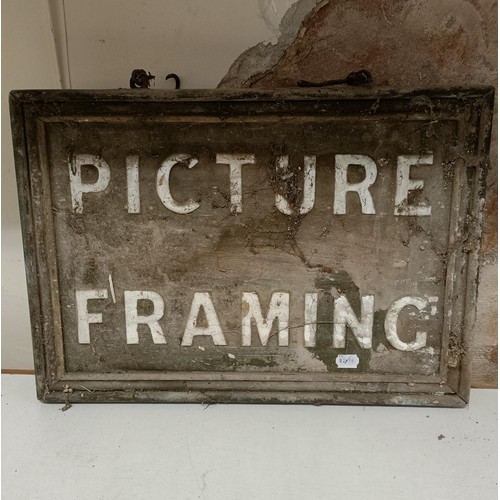 1048 - A weathered wood sign, Picture Framing and Artists Materials, 41 x 59 cm