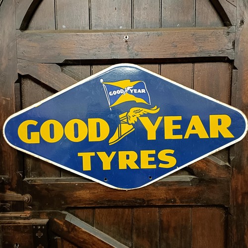 1094 - A Good Year Tyres enamel double sided sign, 48 x 91 cm