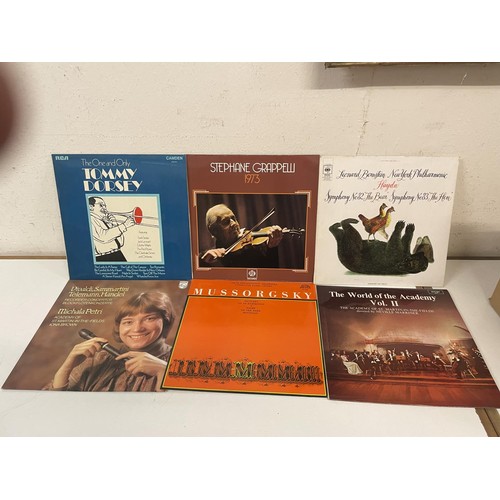 414 - Assorted vinyl LP records, folk, classical and other genres (2 boxes)