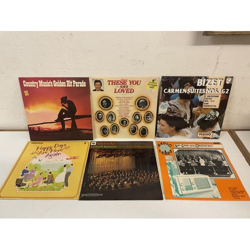 414 - Assorted vinyl LP records, folk, classical and other genres (2 boxes)