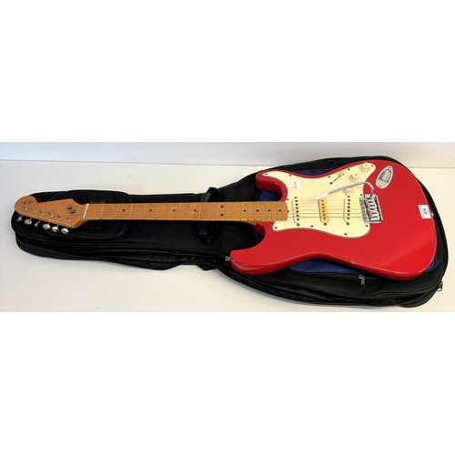 474 - A copy of a Fender Stratocaster guitar, in a soft carry case