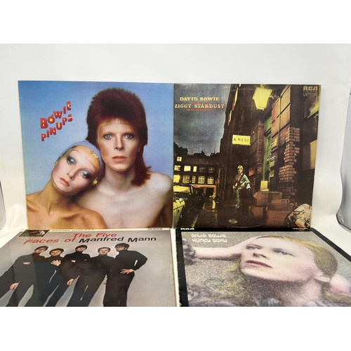 436 - David Bowie Ziggy Stardust vinyl LP, and David Bowie Pin Ups, David Bowie Hunky Dory, The Five Faces... 