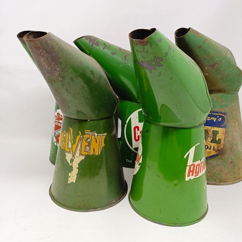 1008 - A Royal Snowdrift Oil pourer, 26 cm high, a Duckham's NOL Motor Oils pourer, and three others (5)