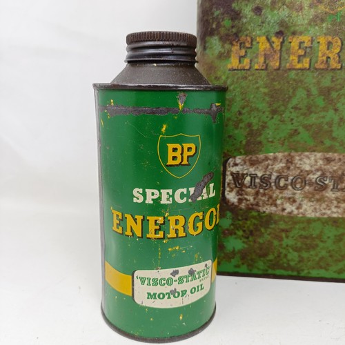 1019 - A BP Energol oil can, 30 cm high, and two other BP Energol cans (3)