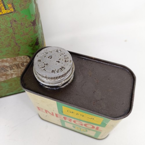 1019 - A BP Energol oil can, 30 cm high, and two other BP Energol cans (3)