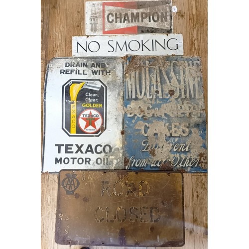 1028 - A Drain and Refill with Texaco Motor Oil enamel sign, general loss and bent, 76 x 90 cm, a No Smokin... 