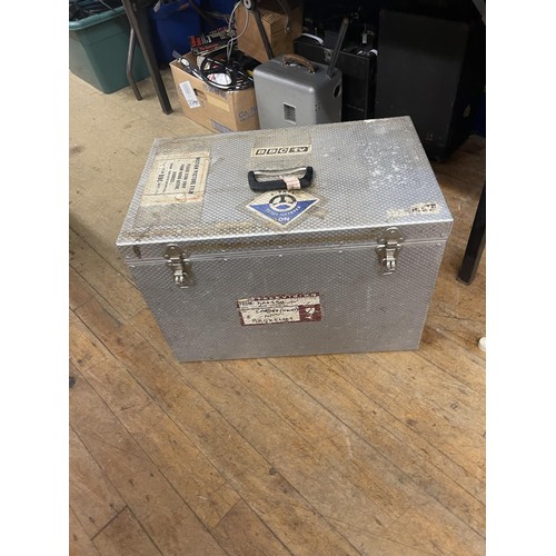 507 - A BBC tv aluminium box, and assorted projector, pieces, books and related items (qty)  Provenance:  ... 