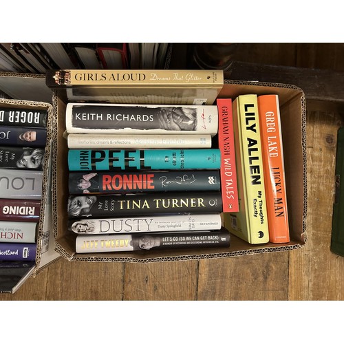 390 - Assorted books on Rock and Roll and musical Artistes (4 boxes)