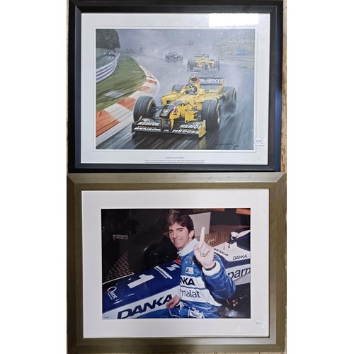 1074 - From a Damon Hill Fan: A Michael Turner coloured print, Championship Victor, signed by Damon Hill, a... 