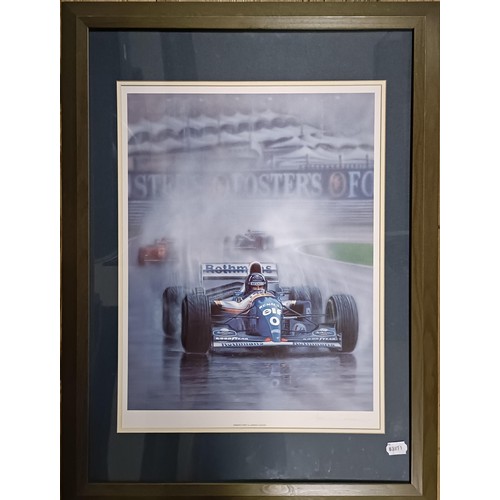 1074 - From a Damon Hill Fan: A Michael Turner coloured print, Championship Victor, signed by Damon Hill, a... 