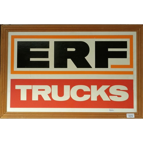 1078 - An ERF Trucks sign, 40.5 x 65.5 cm, framed