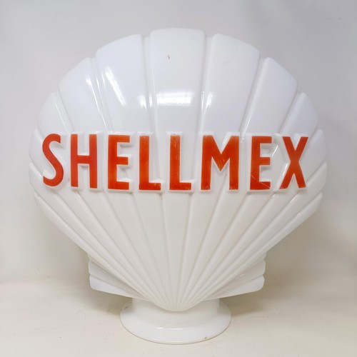 1112 - A Shell-Mex opaque glass petrol pump globe, marked under the side of the shell, MADE IN ENGLAND, and... 