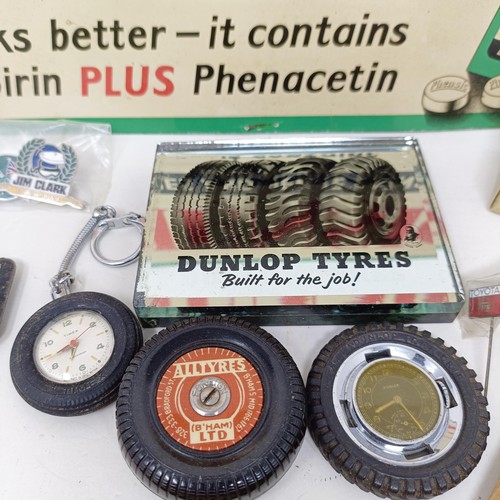 1118 - A Phensic (For Headaches and Nerve Pains) metal sign, 18 x 33 cm, a vintage Dunlop Tyres Built For T... 