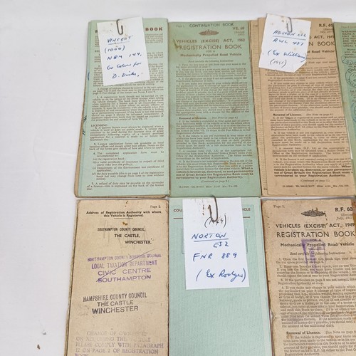 1154 - Assorted RF60 documents, for motorcycles, including a Vincent Rapide, Norton ES2, a Rudge 500 and ot... 