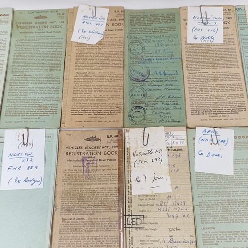 1154 - Assorted RF60 documents, for motorcycles, including a Vincent Rapide, Norton ES2, a Rudge 500 and ot... 