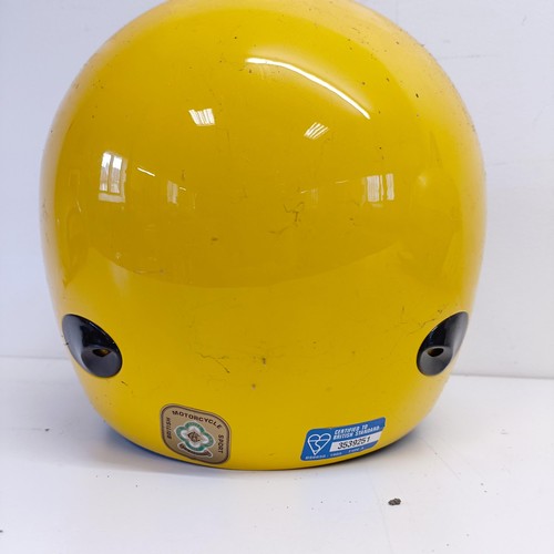 1165 - Two open face motorcycle helmets, and an AGV yellow motorcycle helmet (3)