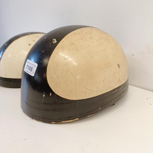 1166 - A Cromwell pudding bowl motorcycle helmet, paintwork crazed, and a similar Centurion Victor pudding ... 