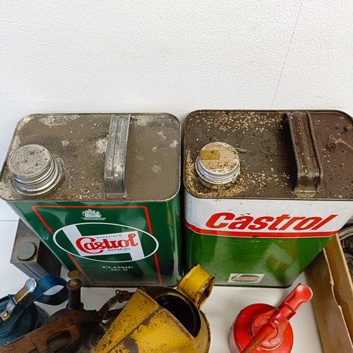 1168 - A Redline-Glico Motor Oils and Greases oil pourer, 24 cm high, other oil cans and items (box)