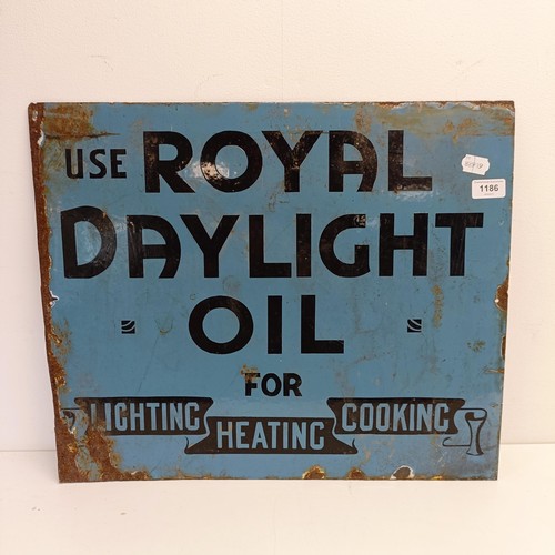 1186 - An Use Royal Daylight Oil for Lighting Heating Cooking enamel sign, 46 x 55 cm